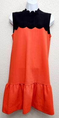 Victoria Beckham For Target Red Black Sleeveless Shift Dress Small Mock Neck